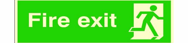 Glow In The Dark Signs UK Glow In The Dark Fire Exit MAN RUNNING RIGHT 300x100 Rigid Plastic