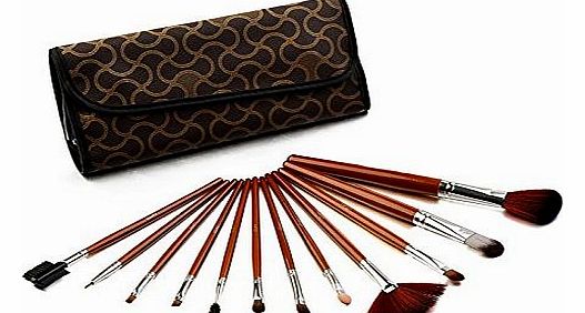 Glow Professional 12-Piece Makeup Brush Set, Brown Abstract