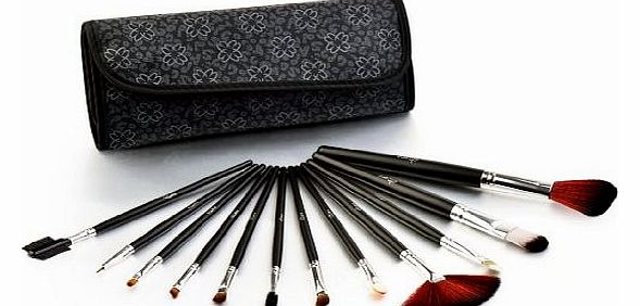 Glow Professional 12-Piece Makeup Brush Set, Grey Flowers