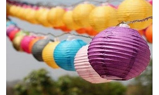 Mixed Colours Mini Paper Lantern Battery LED Fairy Light String - 20 Mini Lanterns - By GLOWFROST TM