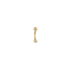 Gold Essentials 0.05 Ct Diamond Set Navel Bar in 18 Carat Yellow Gold