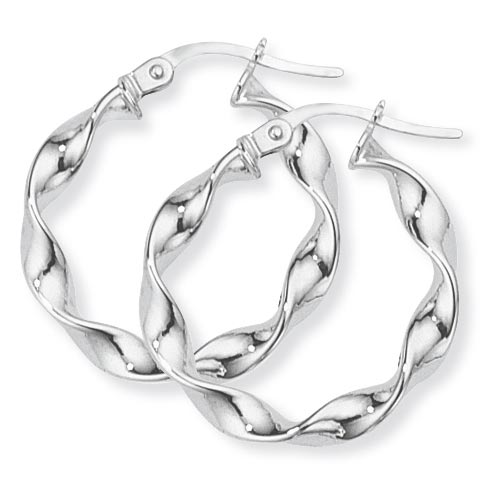 21mm Twisted Hoop Earrings In 9 Carat White Gold