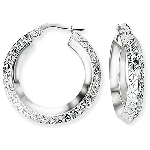 25mm Fancy Hoop Earrings In 9 Carat White Gold