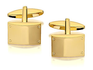 Gold Plated Rectangular Screw Head Cufflinks -