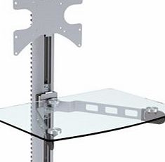 Goldline Combo-Clear Glass Single Shelf DVD Bracket, DVD Mount and DVD Bracket with Vesa Mount TV Wall Bracket and TV Mount for Sky Box and X-Box Wall Mounting to Wall Mount your TV and DVD unit