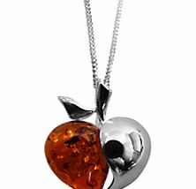 Amber Apple Sterling Silver Pendant,