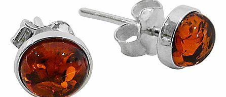 Sterling Silver Amber Stud Earrings,