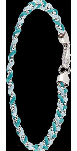 Blue Rhodium Plated Silver Plaited Friendship