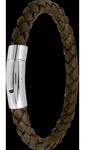 Goldsmiths Brown Leather Mens Wide Bracelet