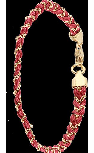 Red Plaited Gold Plated Friendship Bracelet