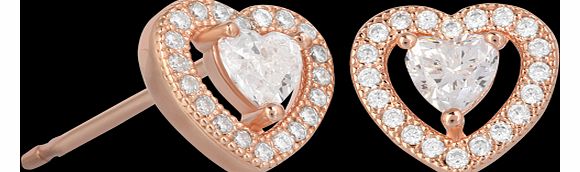 Rose Gold Plated Heart Stud Earrings