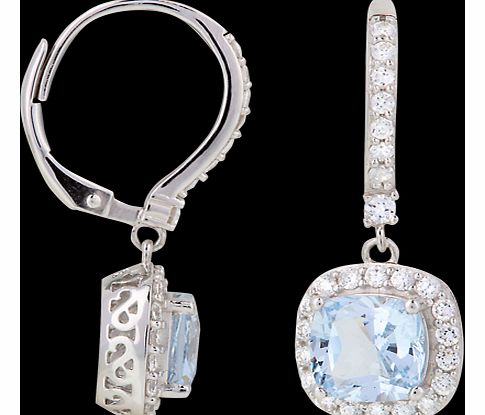 Silver Blue Cubic Zirconia Drop Earrings