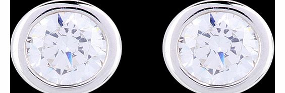 Silver Cubic Zirconia Bezel Stud Earrings