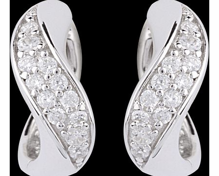 Silver Cubic Zirconia Curve Huggy Hoop Earrings