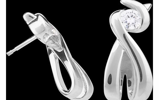 Goldsmiths Silver Cubic Zirconia Double Drop Earrings