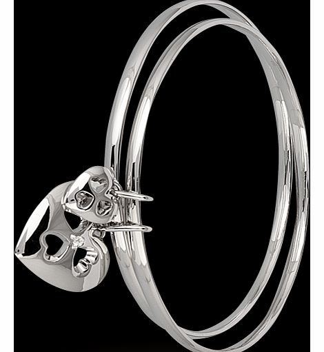 Goldsmiths Silver Heart Charm Bangle