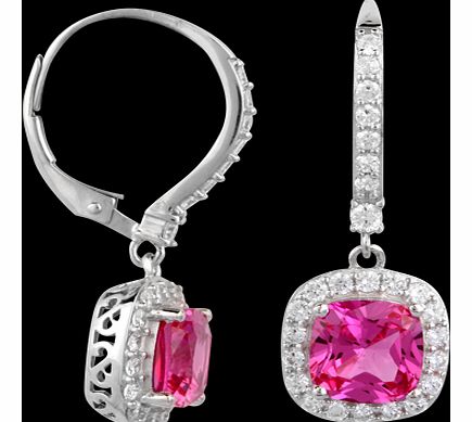 Goldsmiths Silver Pink Cubic Zirconia Drop Earrings