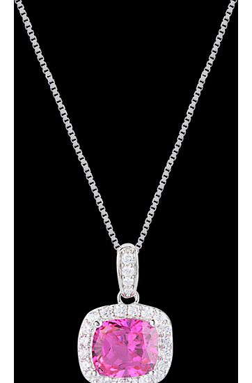 Silver Pink Cubic Zirconia Pendant