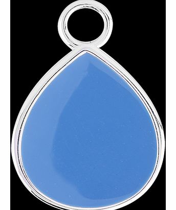 Silver Tear Drop Blue Enamel Pendant Charm