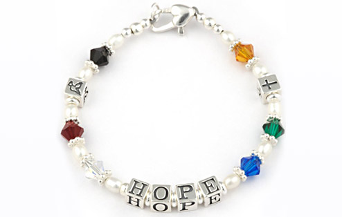 Babys Sterling Silver Name Bracelet - Rainbow