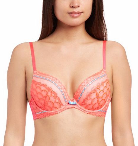 Gossard Womens Lola Scallop Lace Padded Plunge Everyday Bra, Pink (Neon Pink), 36C