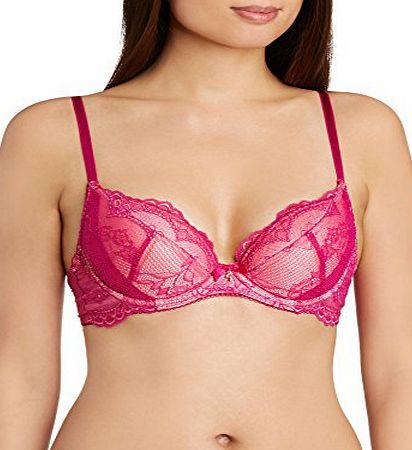 Gossard Womens Superboost Lace Padded Plunge Everyday Bra, Pink (Fuchsia), 34D