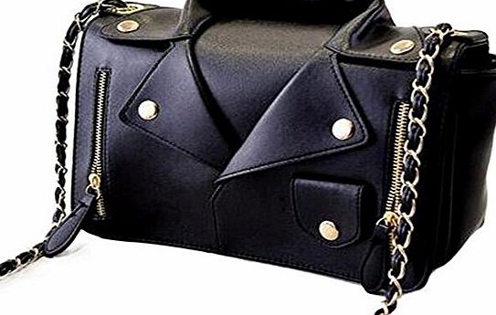 Gossip Boy Womens Novel Motorcycle Bags Rivet PU Leather Clothing Shoulder Jacket Messenger Bag 16(H)X26(L)X7(W) CM