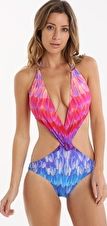 Gottex, 1295[^]263120 Cosmic Petals Halter Cut Out One Piece - Blue