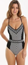 Gottex, 1295[^]266883 Costa Brava V Neck One Piece - Black and White