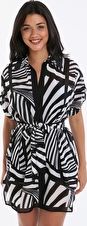 Gottex, 1295[^]263103 Illusion Shirt Dress - Black and White