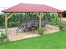 Grand Open Pergola with Felt Shingles: 290 x 490cm - Green Tiles