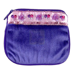 Great Gizmos Pink Poppy Purple Velour Purse