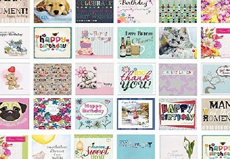 Greetingsbox Card Packs 30 Mixed Square Birthday Greeting Card Pack