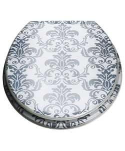 Grey Damask Toilet Seat