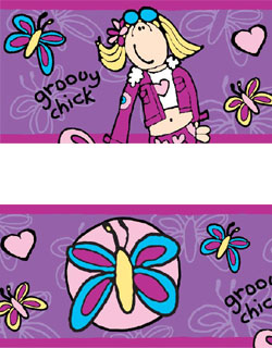 Groovy Chick Butterfly Wallpaper Border