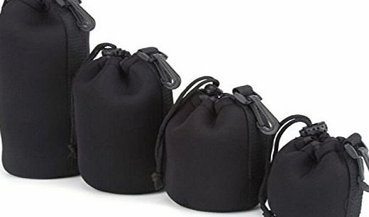 Groupcow 4 pcs x Camera Neoprene DSLR Lens Soft Pouch Protector Case Cover Sleeve Bag Set (S M L XL) For Canon Nikon (PO0001)