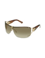 Swarovski Crystal GG Logo Shield Wrap Sunglasses