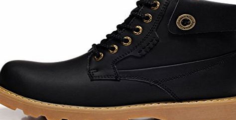 GUCIHEAVEN  Mens Spring Autumn Leather Casual Warm High Top Boot Size 42 EU Black