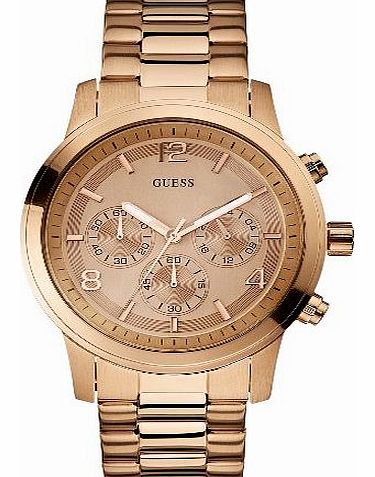 Guess Ladies Chronograph Rose Gold Tone Steel Bracelet Watch W17004L1