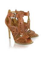 Guess Ninja - Brown Leather Cutout Sandal Shoes