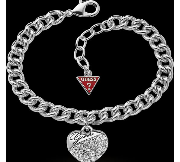 Rhodium Plated Crystal Heart Bracelet