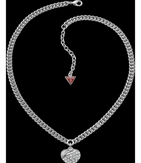 Rhodium Plated Crystal Heart Necklace