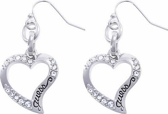 Silver Coloured Hollow Heart Drop Earrings