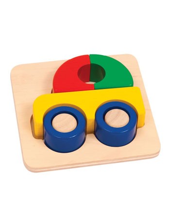 Guidecraft Bright Primary Colour Wooden Car Puzzle