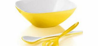 Vintage Two-tone Salad Bowl and Servers Yellow