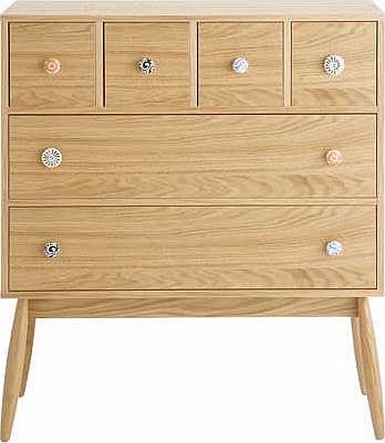 Fleur Oak 6 Drawer Chest - Natural Wood