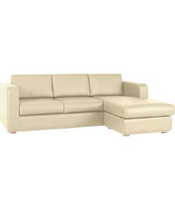 Habitat Porto Leather Chaise Sofa Bed - Cream