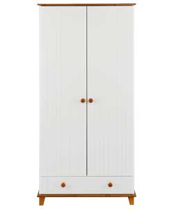 2 Door 1 Drawer Robe - White