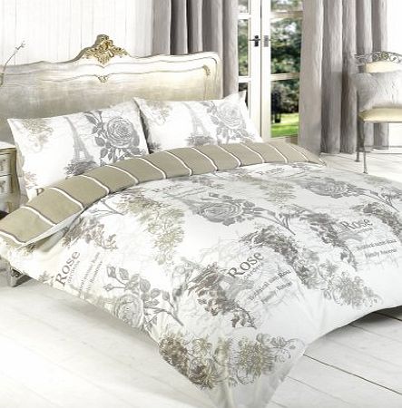 Paris Pewter Double Duvet Cover Set (Including Two Pillowcases)