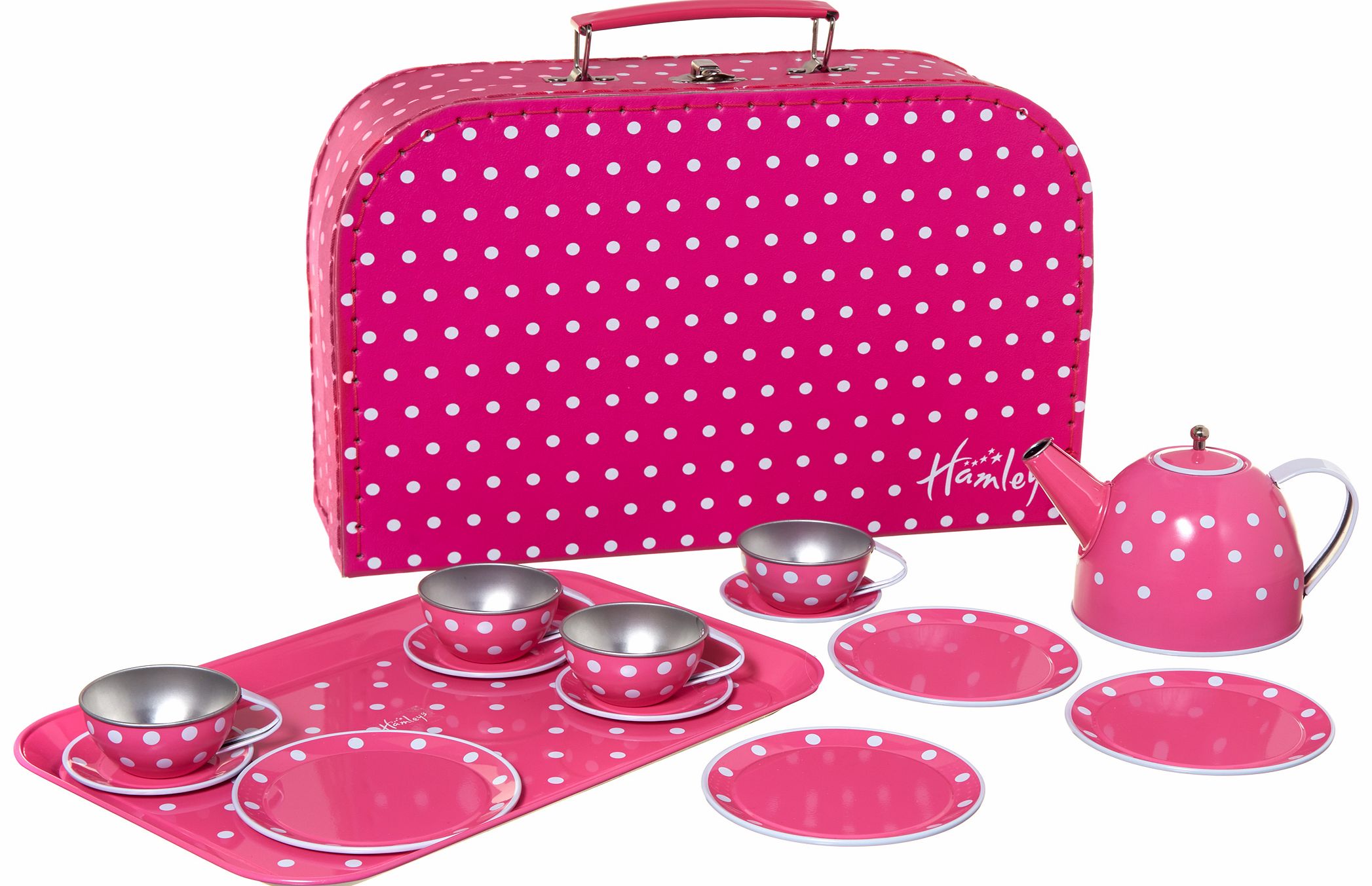 Pink Polka Dot Tin Teaset